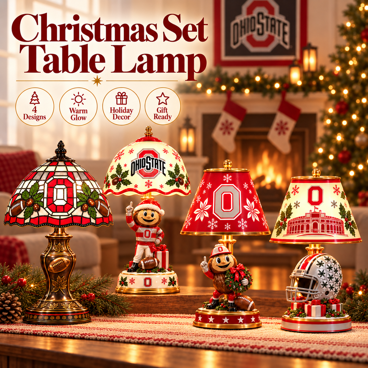 OSB Premium Vintage Christmas Table Lamp Set TNSM