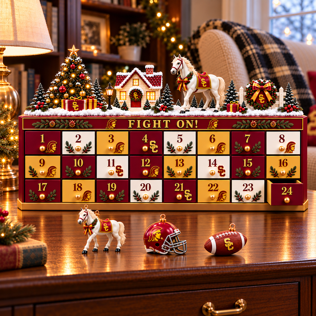 Premium USC Christmas Wooden Advent Calendar PVNA