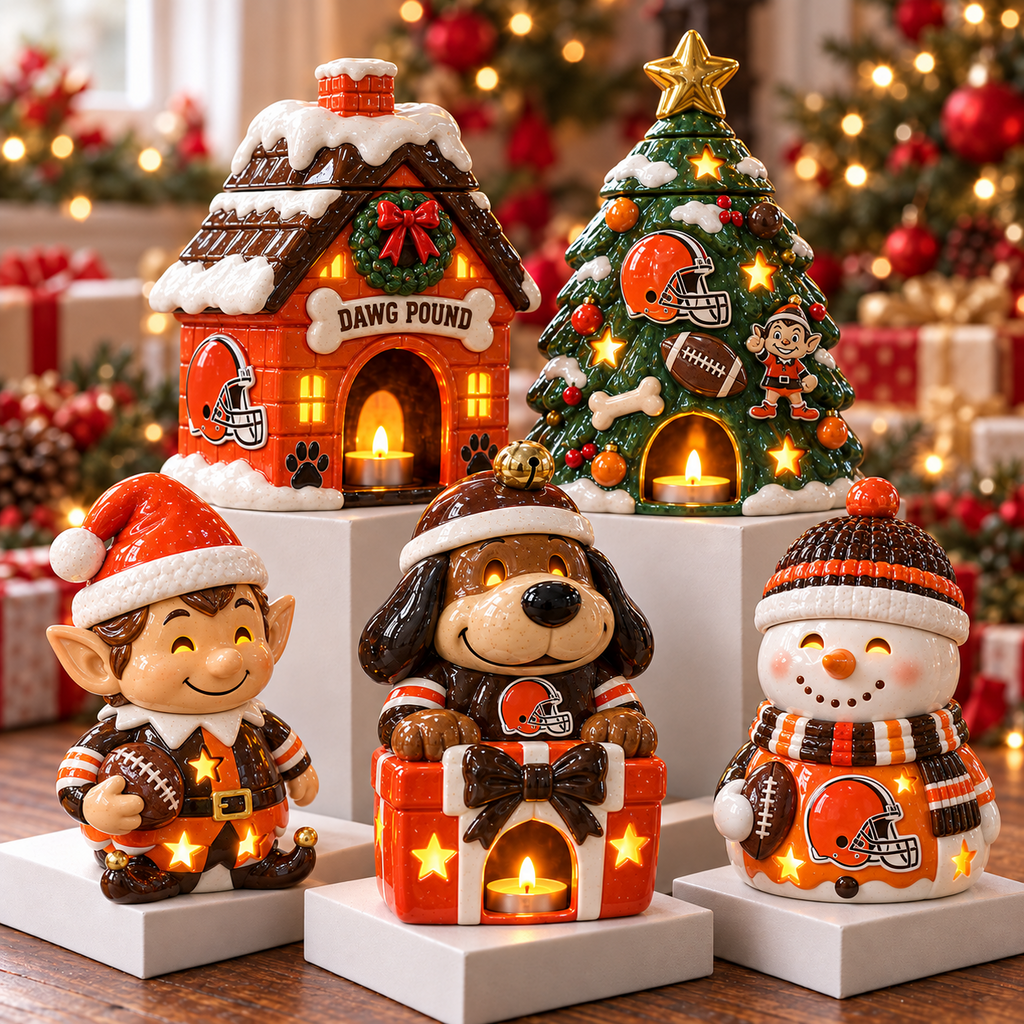 CLVB CHRISTMAS CERAMIC CANDLE HOLDER SET HQH