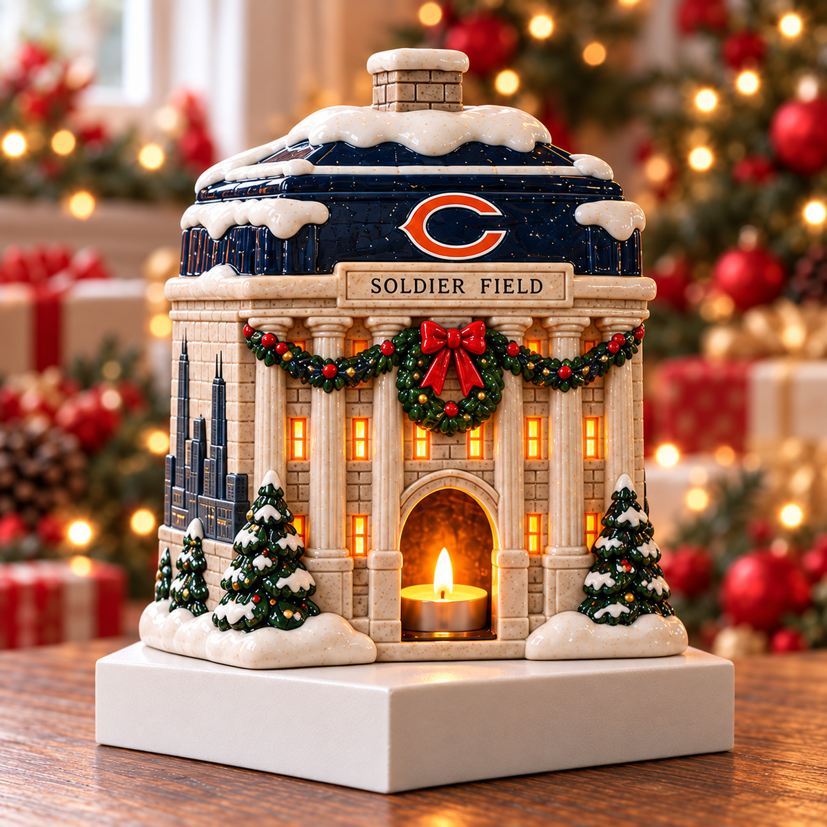 CCB CHRISTMAS CERAMIC CANDLE HOLDER SET HQH