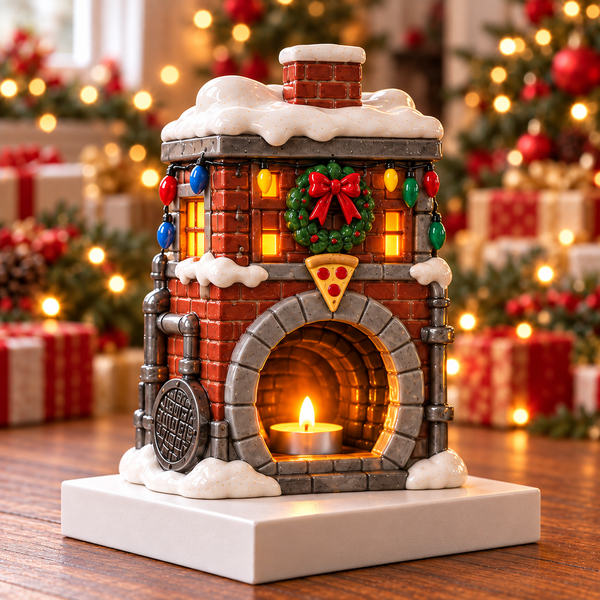 NJT CHRISTMAS CERAMIC CANDLE HOLDER SET HQH