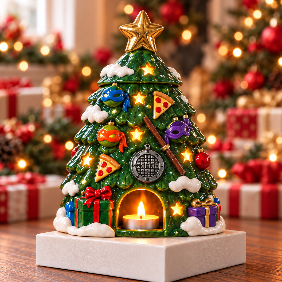 NJT CHRISTMAS CERAMIC CANDLE HOLDER SET HQH
