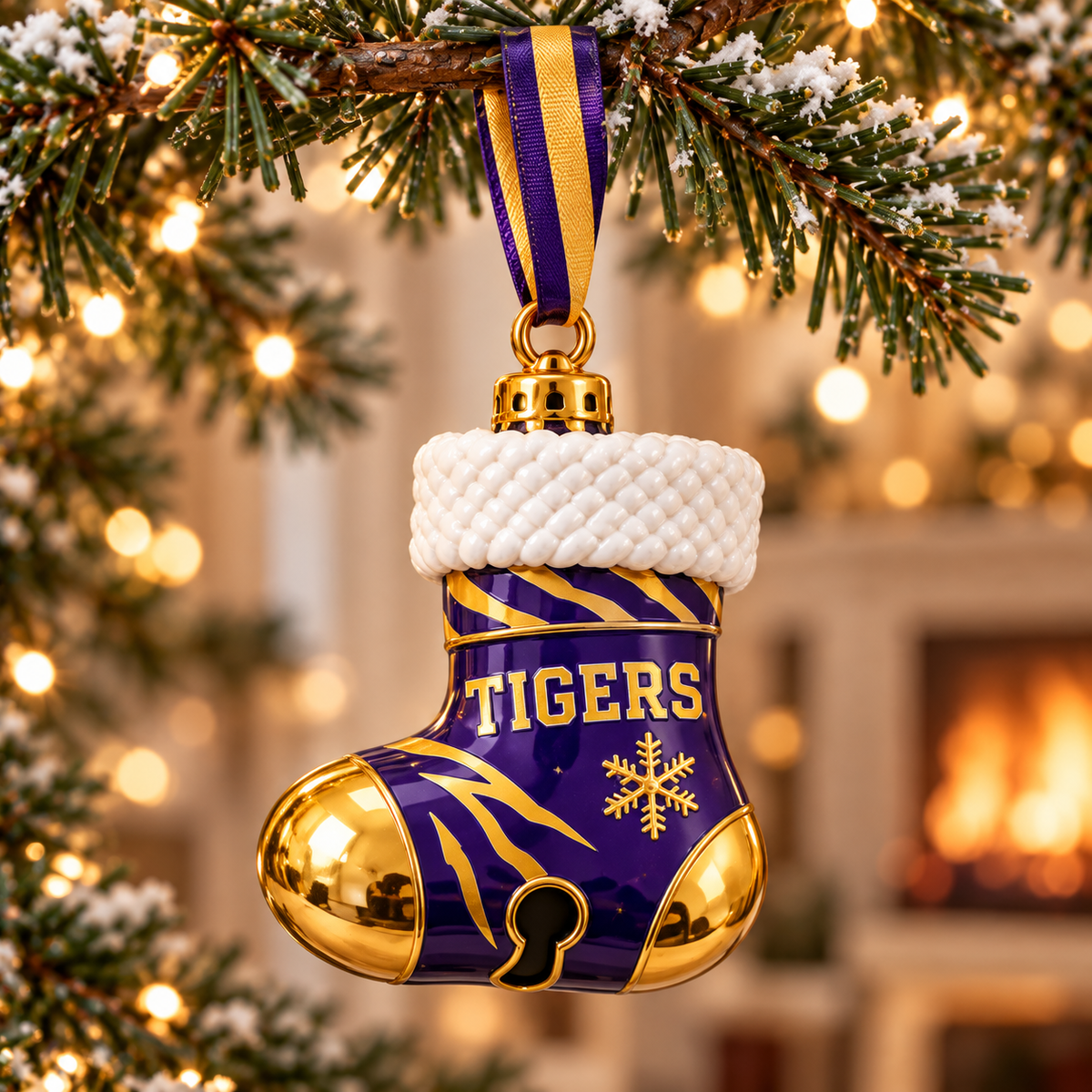 Premium LSU Christmas Bell Ornament TTMH