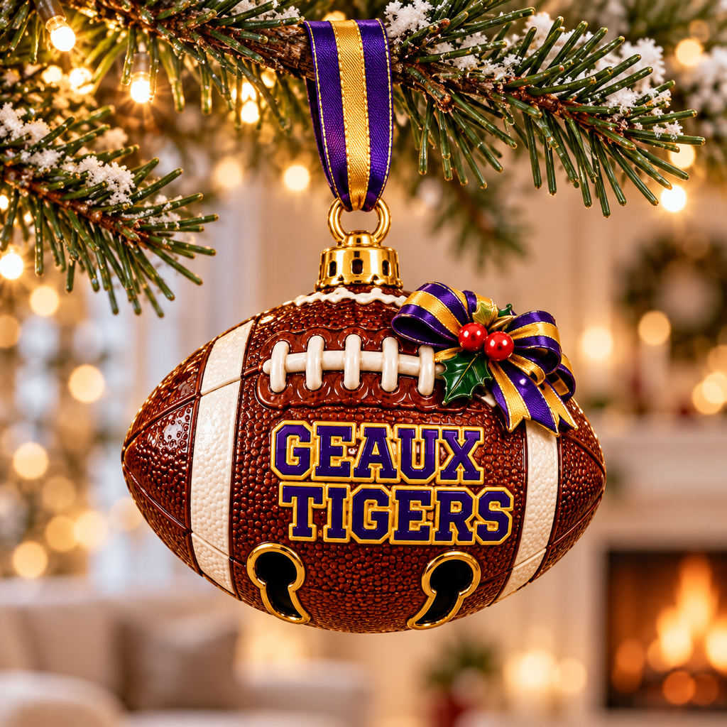 Premium LSU Christmas Bell Ornament TTMH