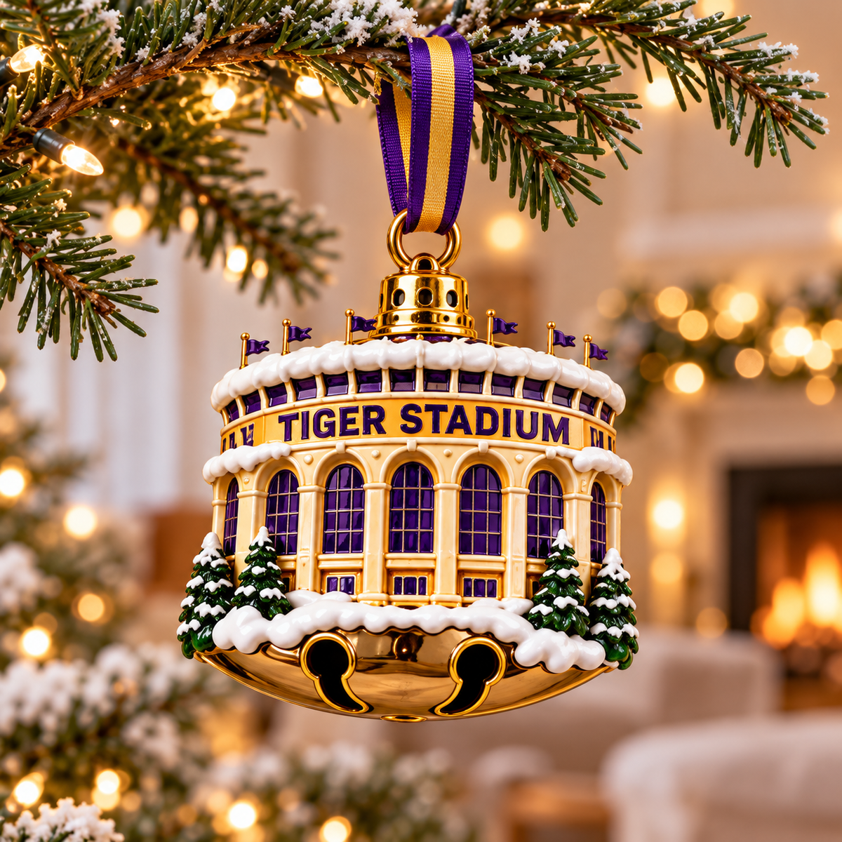 Premium LSU Christmas Bell Ornament TTMH