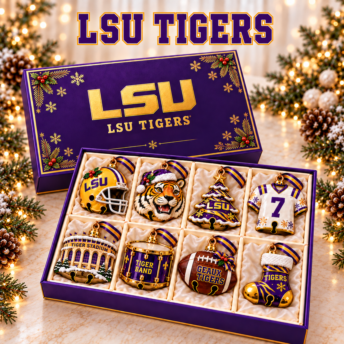 Premium LSU Christmas Bell Ornament TTMH