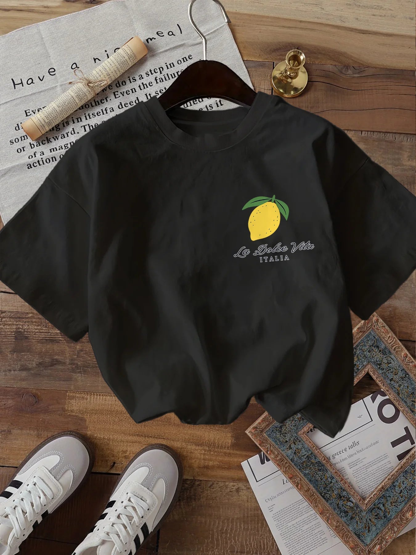 T-shirt Funny La Dolce Vita T Shirt Lemon Fruit Graphic Italian Style Unisex Harajuku Loose Short Sleeve Summer Tops Fashion