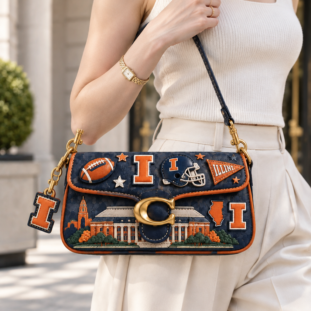 Illinois Fighting Illini Coach Shoulder Cross With Charm
