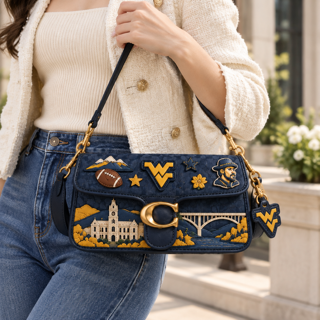 West Virginia Mountaineers Coach Shoulder Cross With Charm